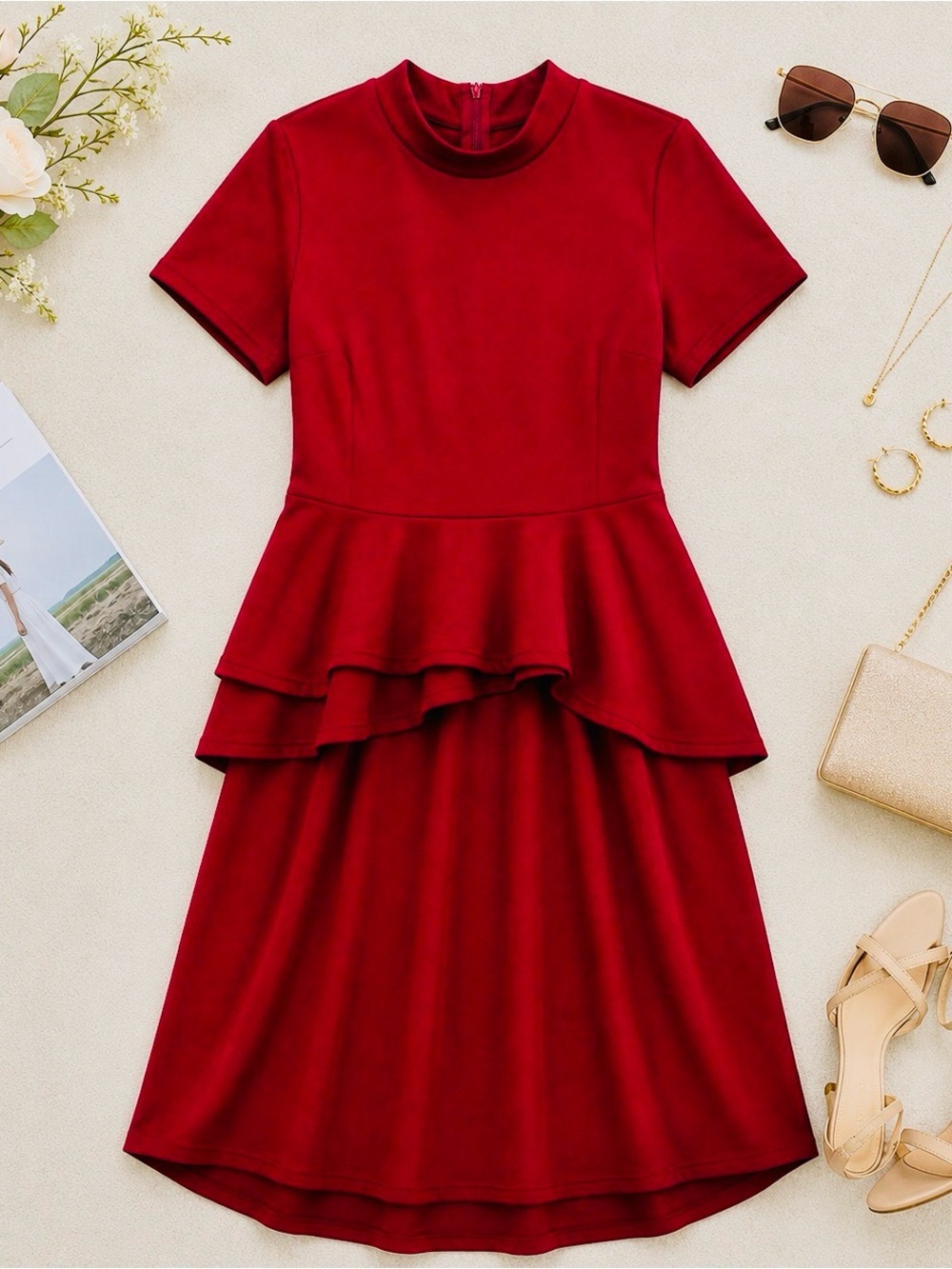 Burgundy Peplum Top